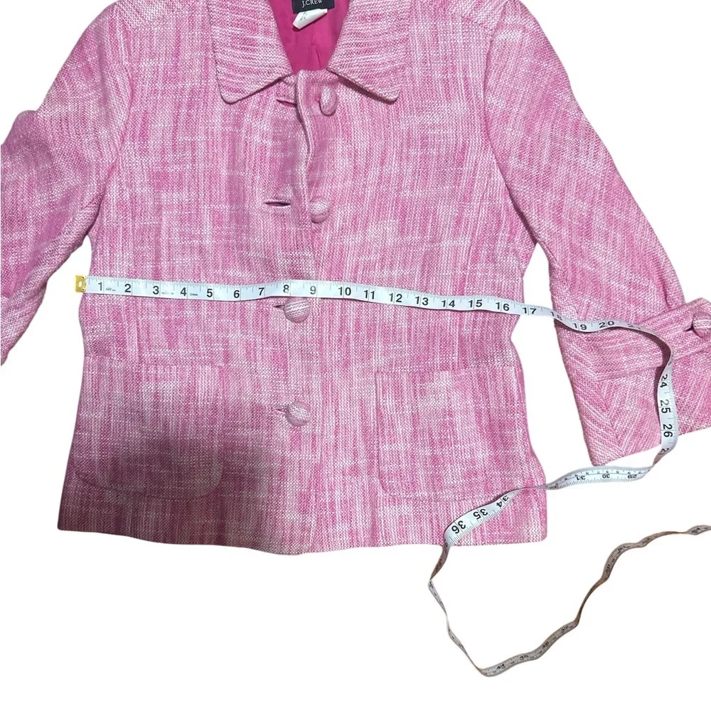 J.Crew Waverly Pink Tweed Jacket Blazer Sz 2 Cropped Romantic Preppy - Picture 8 of 8